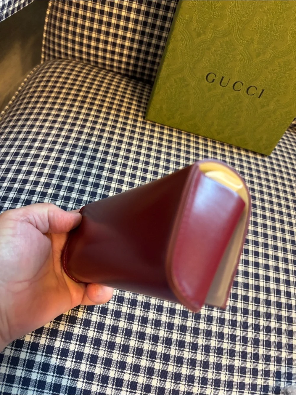 Gucci  Maroon Leather Eyewear Case
